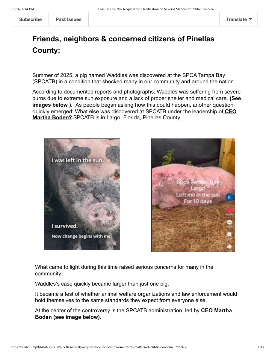 First page of the archived newsletter
