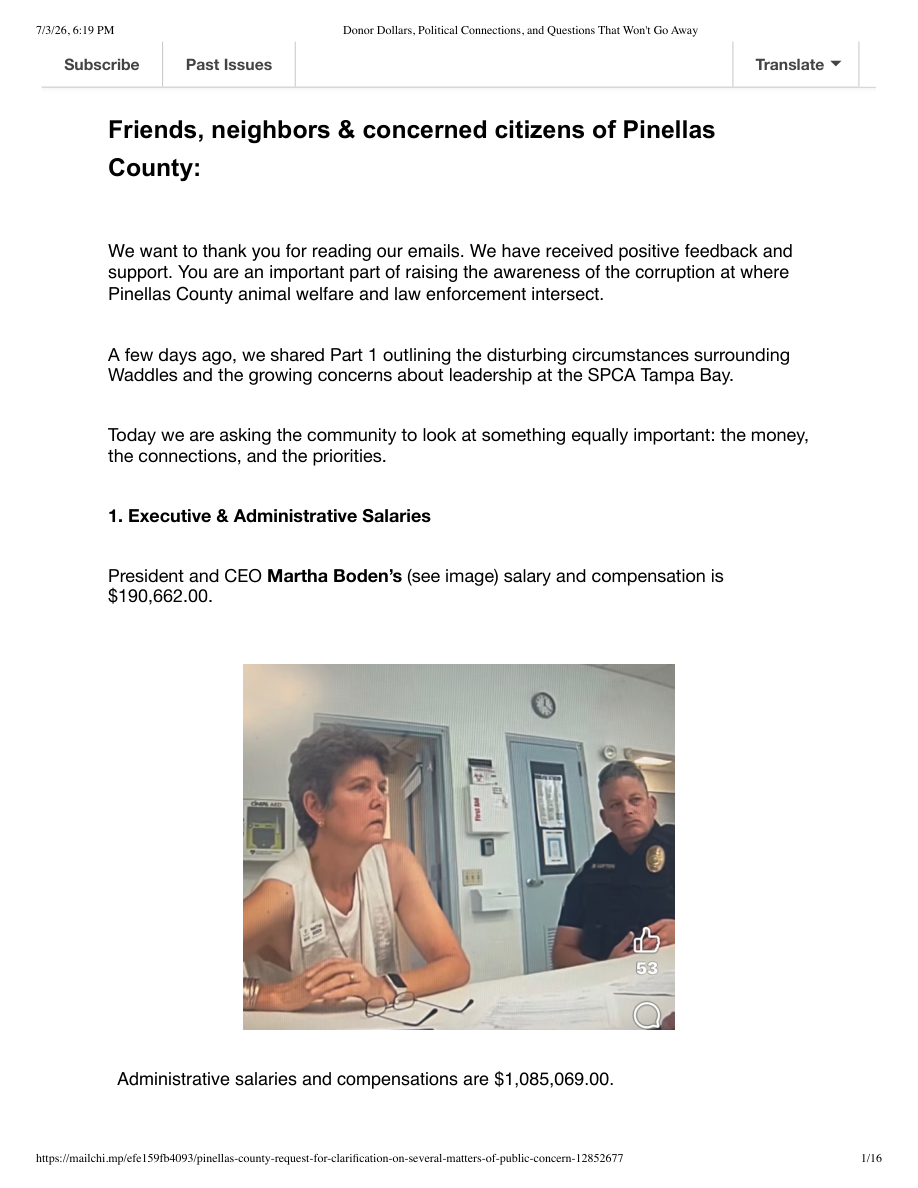 First page of the second archived newsletter
