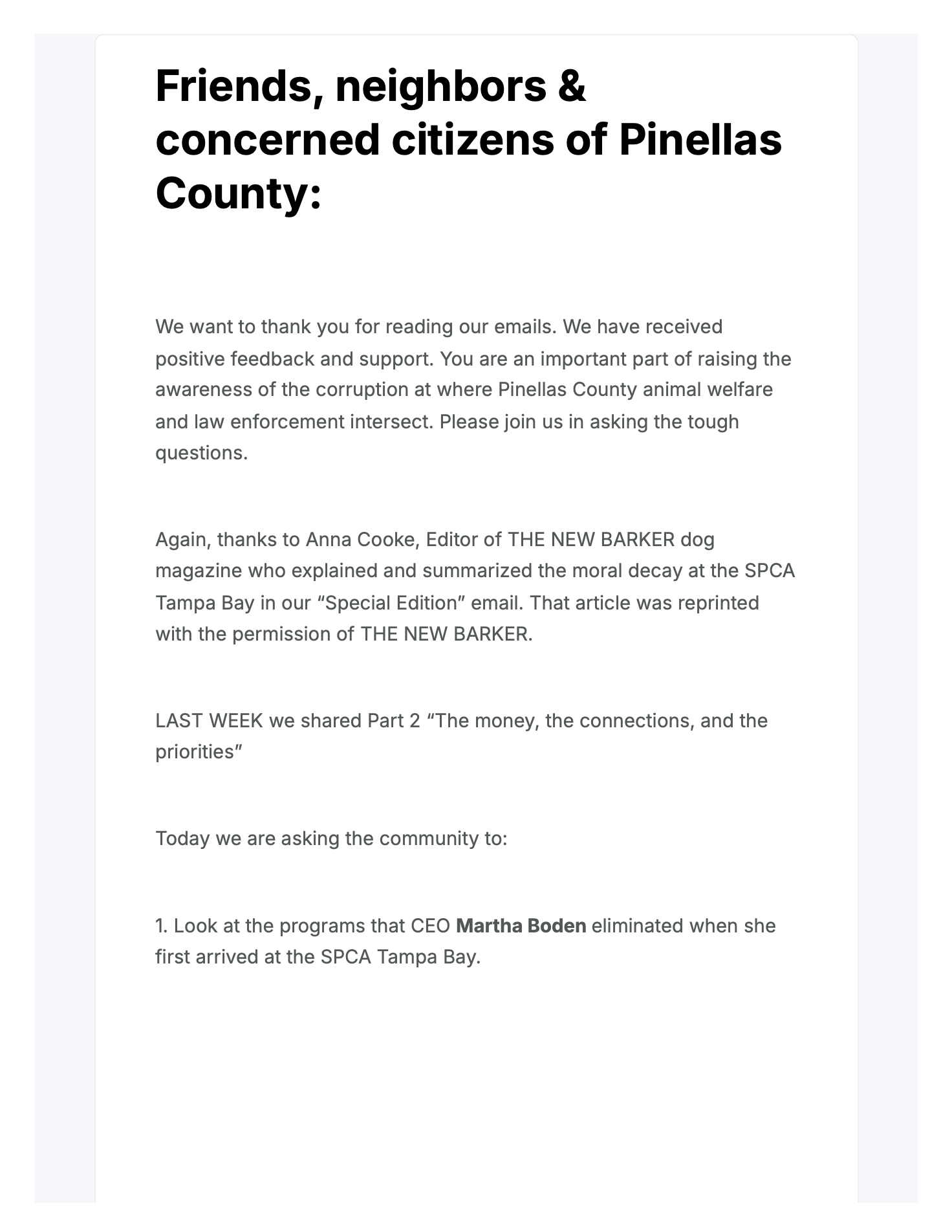 First page of the archived Email 03 newsletter
